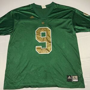 Adidas Notre Dame Fighting Irish #9 NCAA Football Jersey Green Gold Men's L